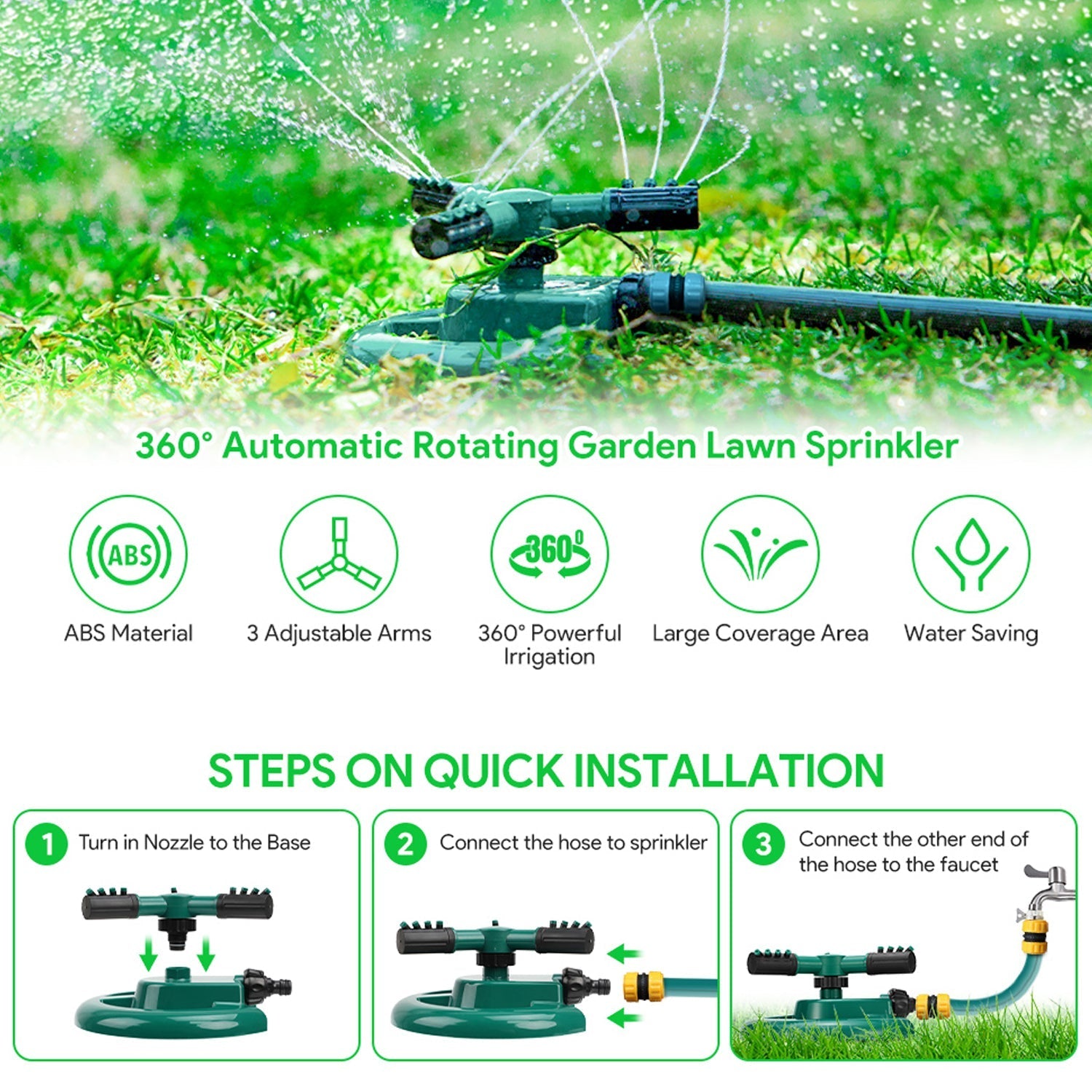 7482 360 Degree 3 Arm Sprinkler for Watering Garden and Lawn Irrigation Yard Water Sprayer 7482 360 Degree 3 Arm Sprinkler for Watering Garden and Lawn Irrigation Yard Water Sprayer